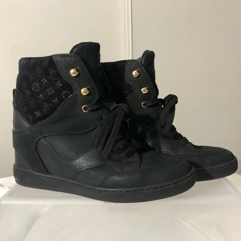 Louis Vuitton Women’s Black Cliff Wedge Sneakers
